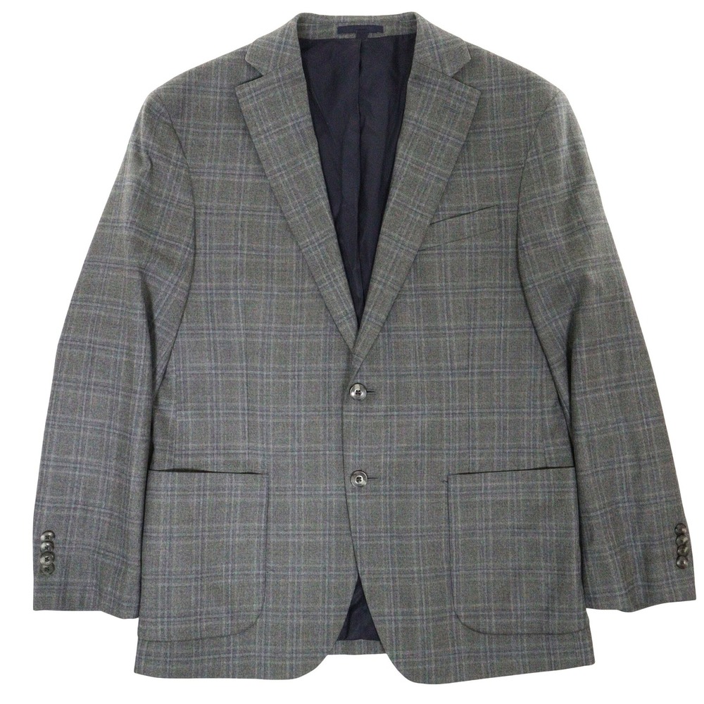 Jos A Bank 1905 Brrr Comfort‎ Blazer Sport Coat Slim Fit Plaid Gray Wool Men 40S